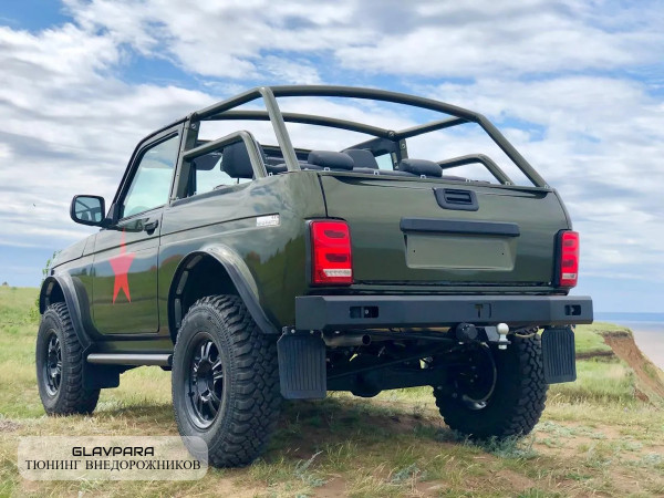 Бампер задний силовой Niva-Parts для LADA NIVA 4x4 с проушинами и кронштейном под домкрат (NP-00264)