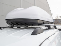 Автобокс-багажник на крышу аэродинамический "Turino 1" двустороннее открывание 410л (белый)