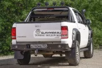 Бампер задний силовой STC для Volkswagen Amarok с квадратом под фаркоп и туманками Бампер задний силовой STC для Volkswagen Amarok с квадратом под фаркоп и туманками